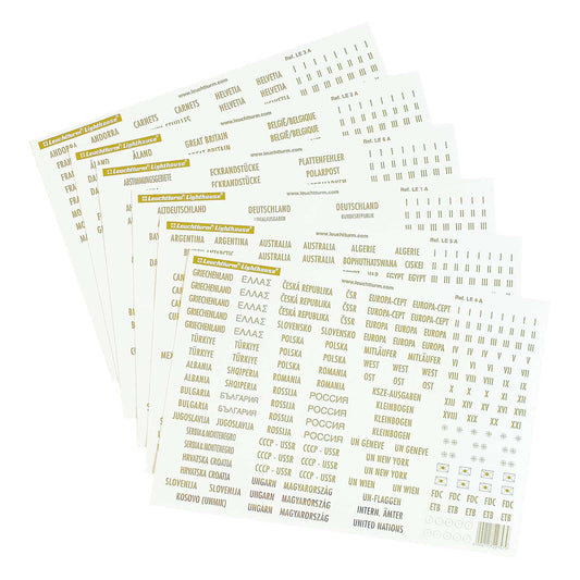 Country labels with gold lettering German regions, BRD and many more