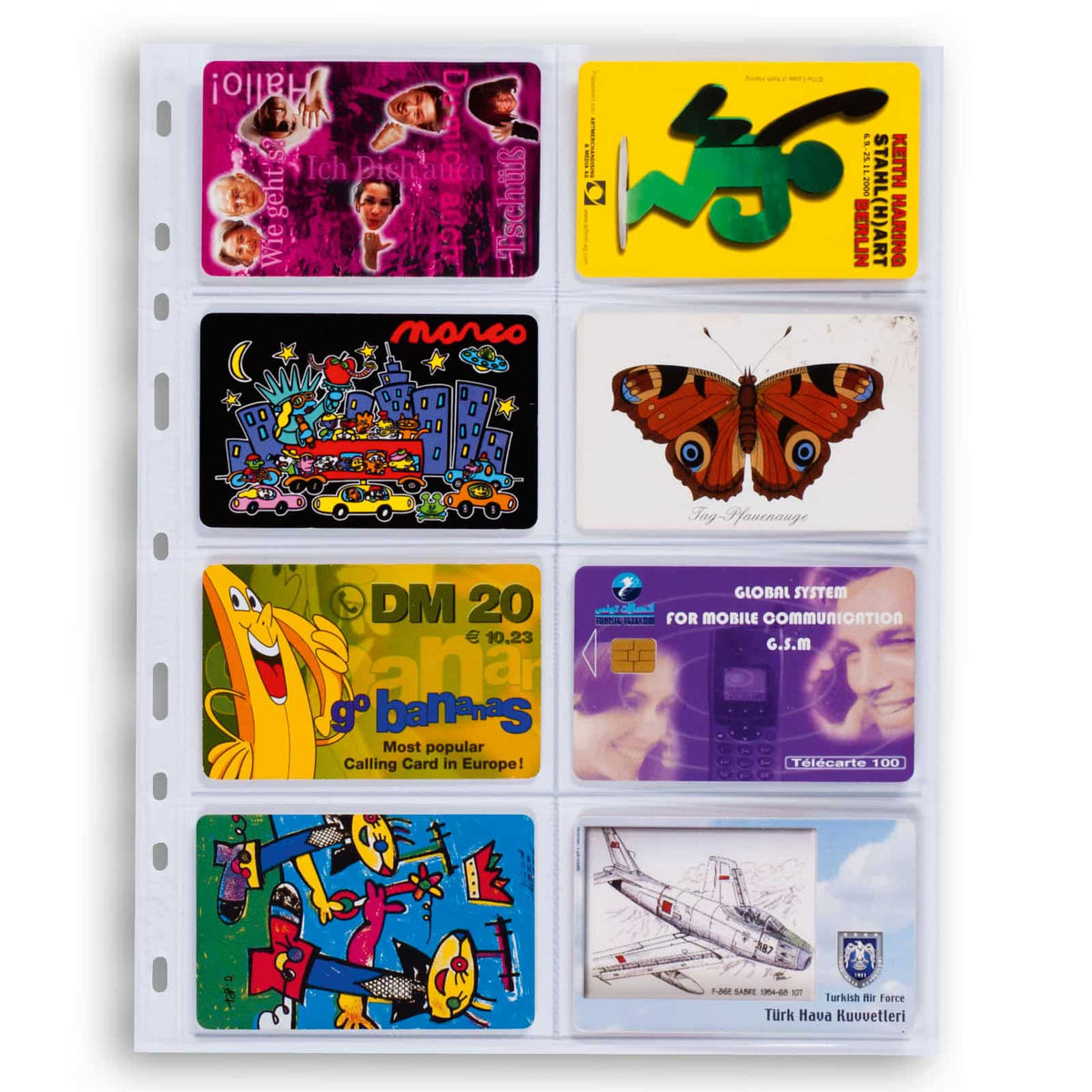 Plastic pockets OPTIMA, 4-waydivision, for telephone cards, clear
