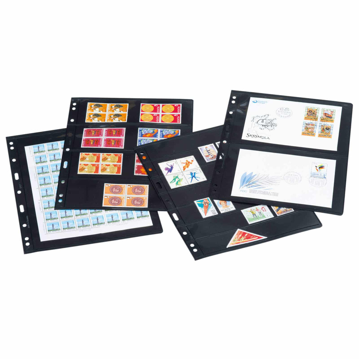 Plastic pockets OPTIMA, 5-waydivision, black- double sided