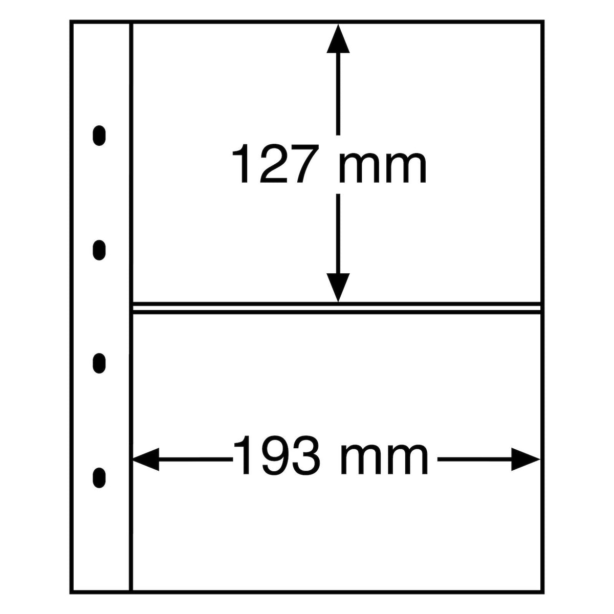 Plastic pockets OPTIMA, XL, 2-way division, black- double sided