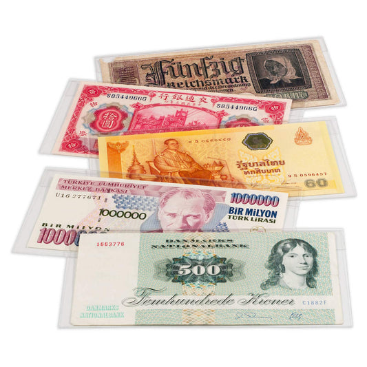 BASIC Banknote Sleeves, for banknotes up to 204 x 123mm, pack of 50