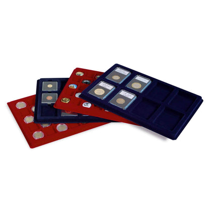 Coin Trays for 12 coins up to 50mm diameter, blue, for small coin cases