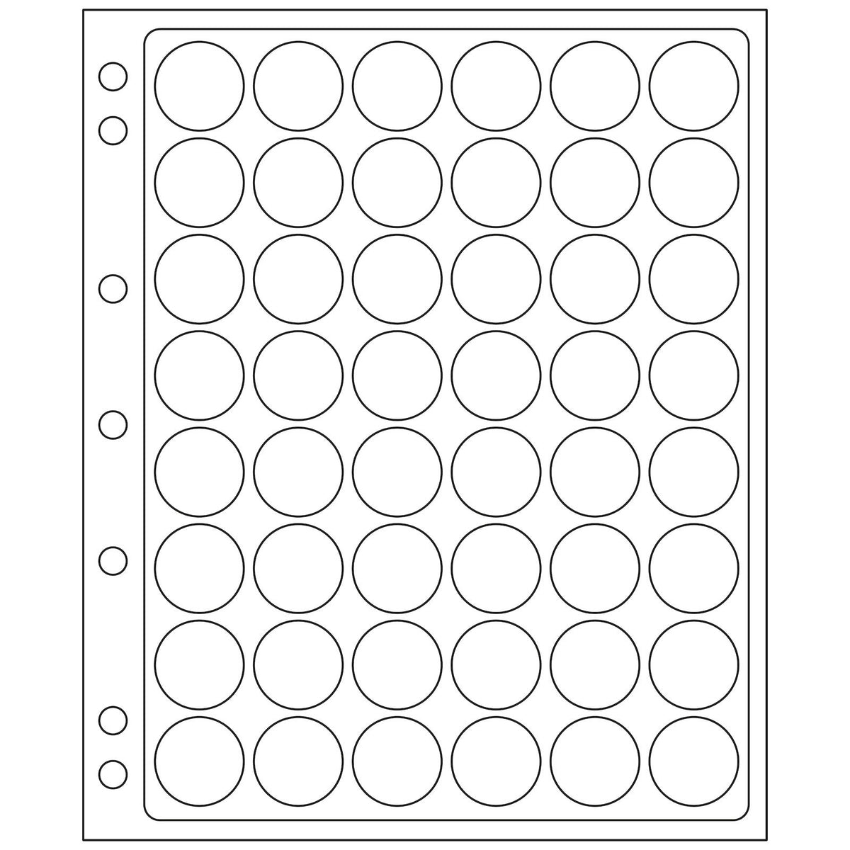 Plastic Sheets ENCAP, clear pockets for 48 coins in capsules with a diameter between 21, 22 and 23mm