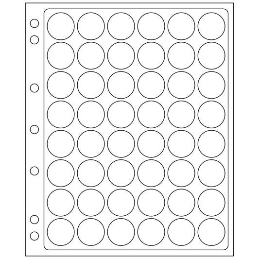 Plastic Sheets ENCAP, clear pockets for 48 coins in capsules with a diameter between 21, 22 and 23mm