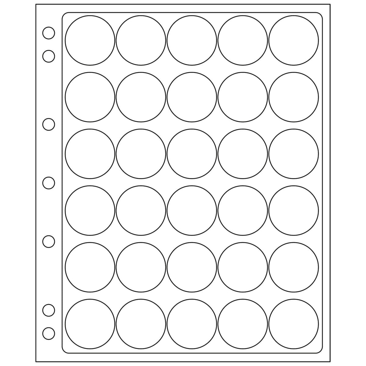 Plastic Sheets ENCAP, clear pockets for 30 coins with a diameter between 30 and 31mm