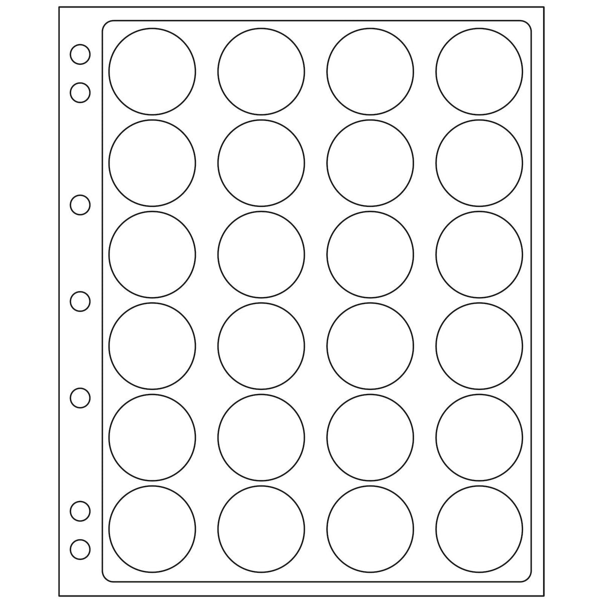 Plastic Sheets ENCAP, clear pockets for 24 coins with a diameter between 34 and 35mm