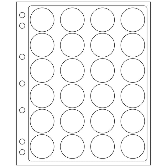Plastic Sheets ENCAP, clear pockets for 24 coins with a diameter between 34 and 35mm