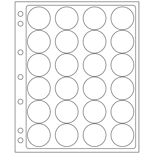 Plastic Sheets ENCAP, clear pockets for 24 coins in capsules with a diameter between 36 and 37mm