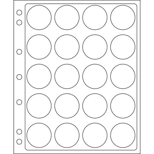 Plastic Sheets ENCAP, clear pockets for 20 coins in capsules with a diameter between 38 and 40mm