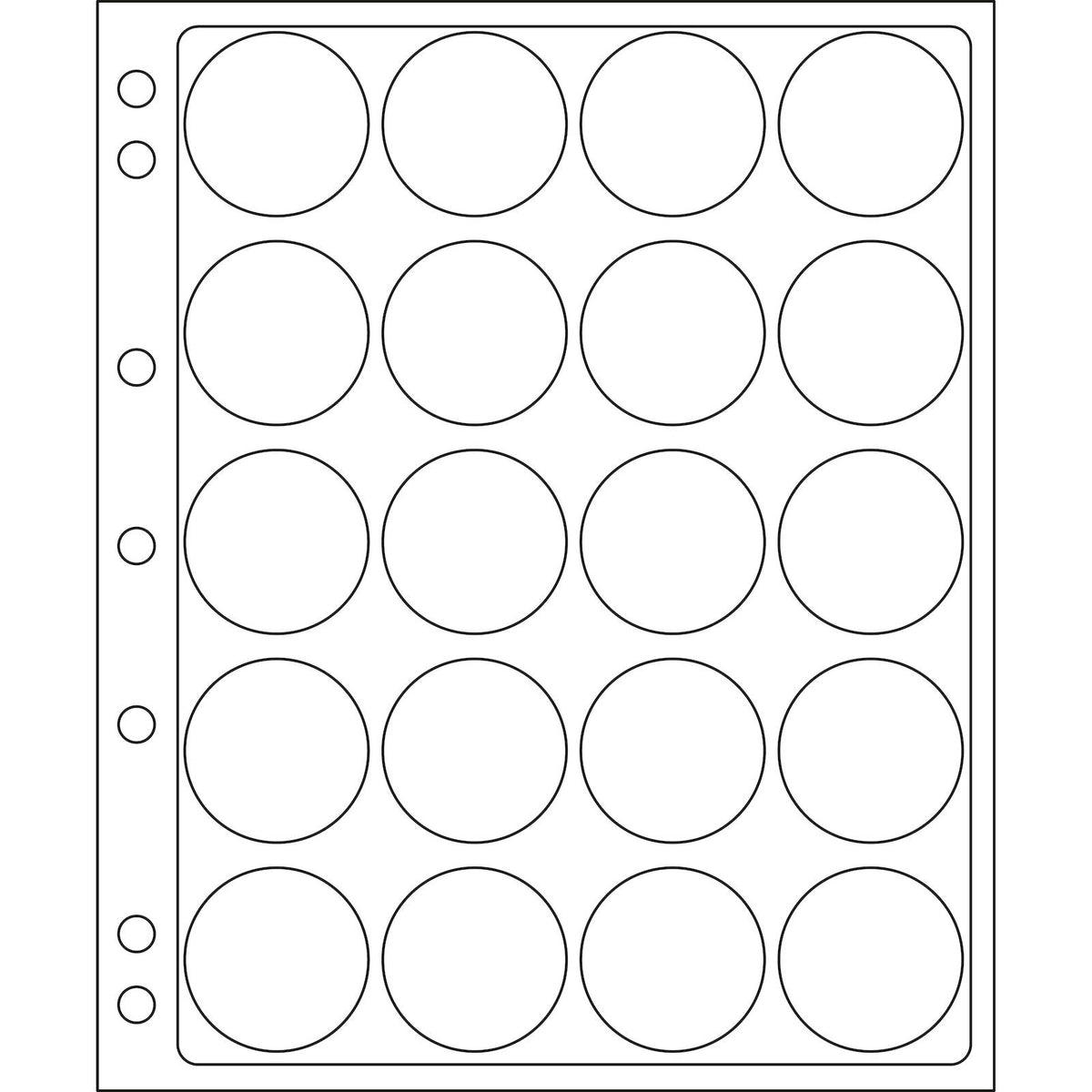 Plastic Sheets ENCAP, clear pockets for 20 coins with a diameter between 39 and 41mm