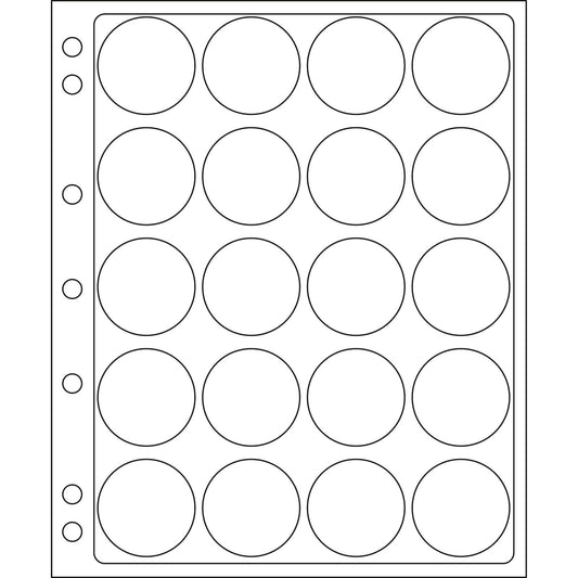 Plastic Sheets ENCAP, clear pockets for 20 coins with a diameter between 39 and 41mm