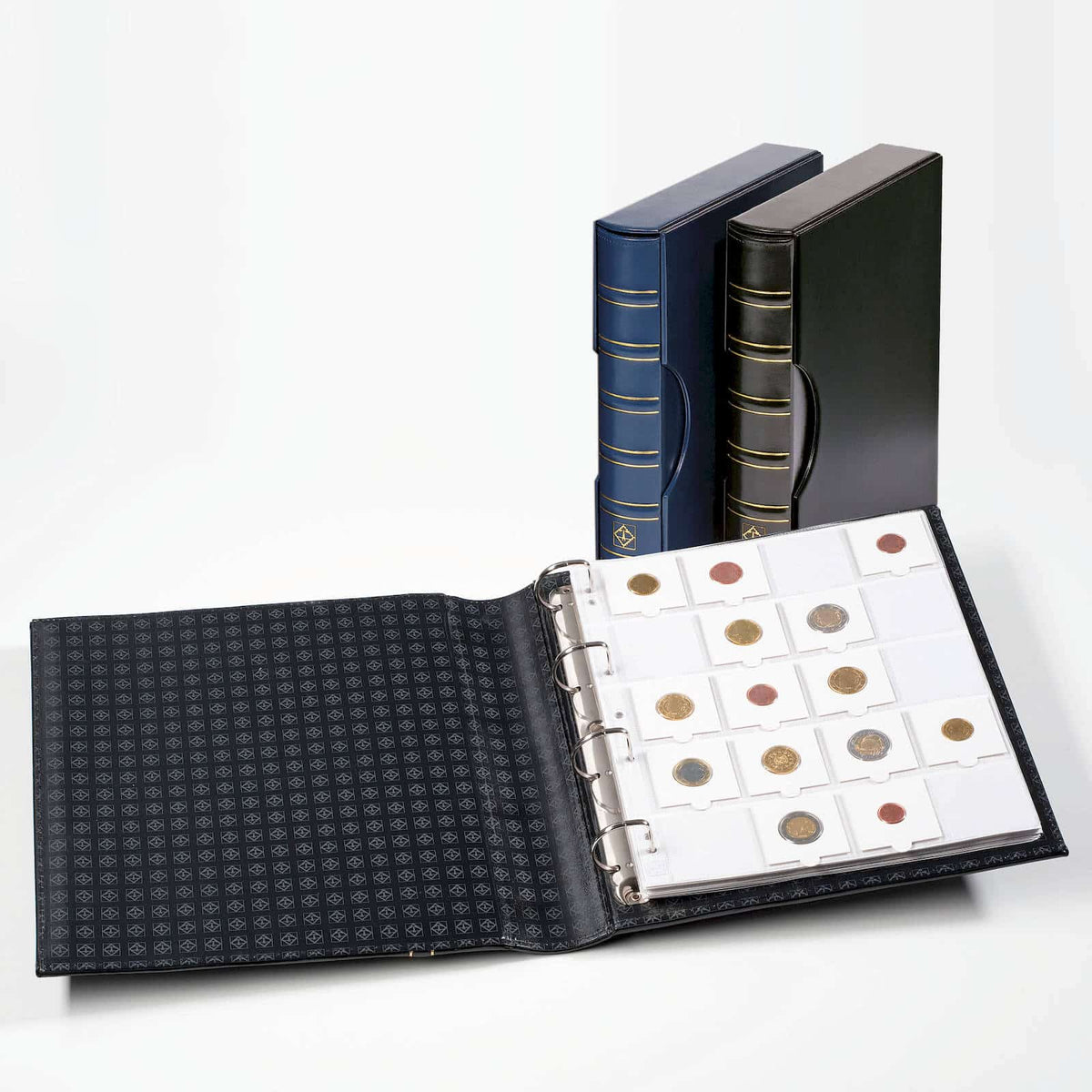 Ringbinder GRANDE, in Classic design w. 10 sheets for 200 coinh.50x50mm, w. slipc., black