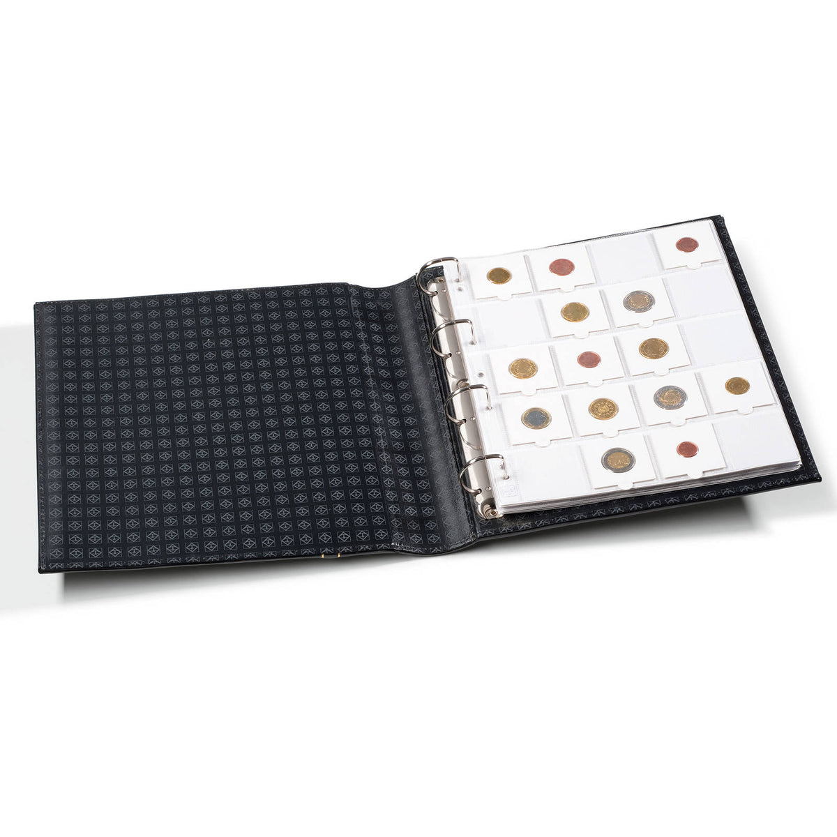 Ringbinder GRANDE, in Classic design w. 10 sheets for 200 coinh.50x50mm, w. slipc., black