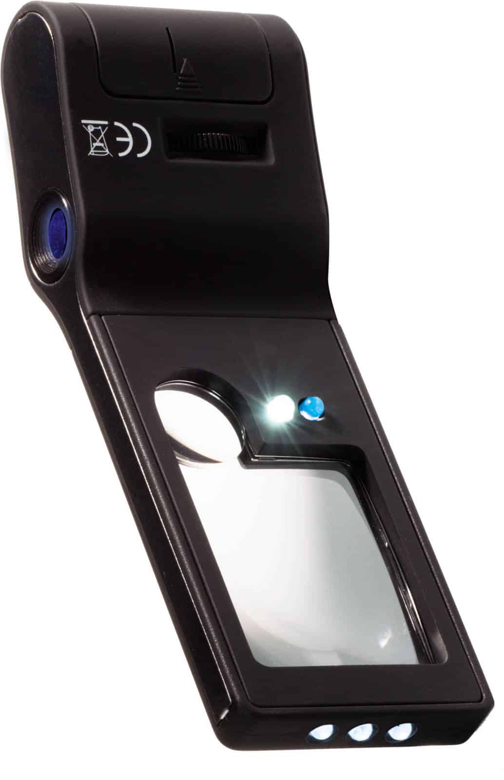 Pocket Magnifier "6 in 1", 15 x magnification, with light