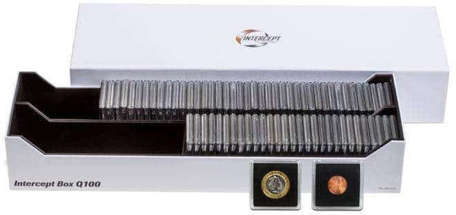 Intercept Q 100 Box for 100 QUADRUM Coin Capsules or approx. 300 coin holders