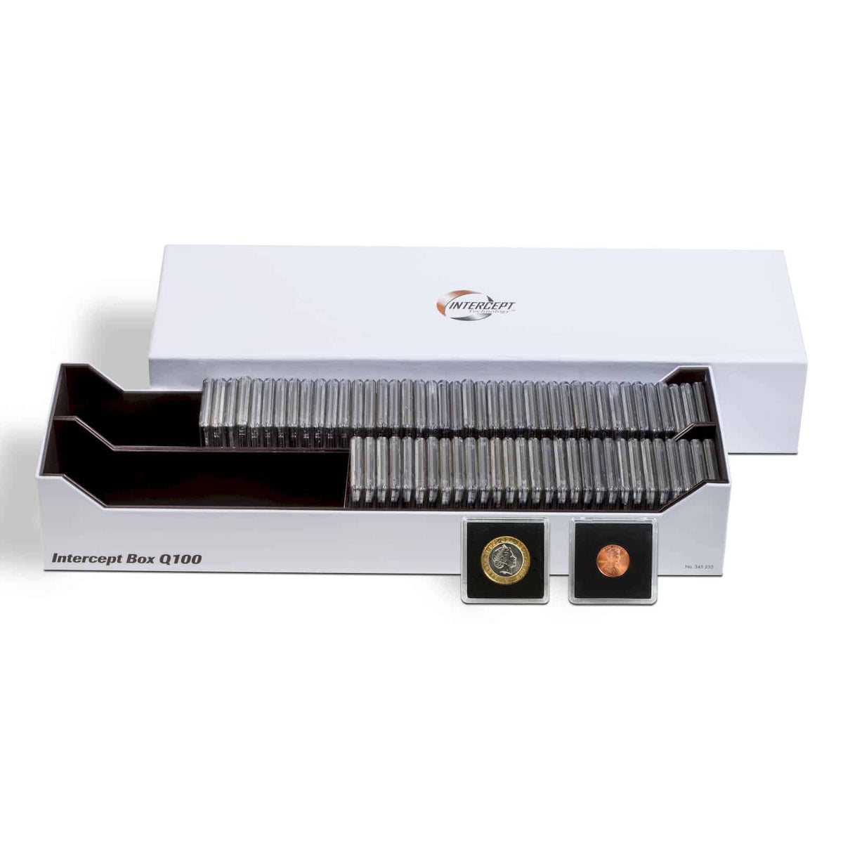 Intercept Q 100 Box for 100 QUADRUM Coin Capsules or approx. 300 coin holders