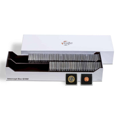 Intercept Q 100 Box for 100 QUADRUM Coin Capsules or approx. 300 coin holders