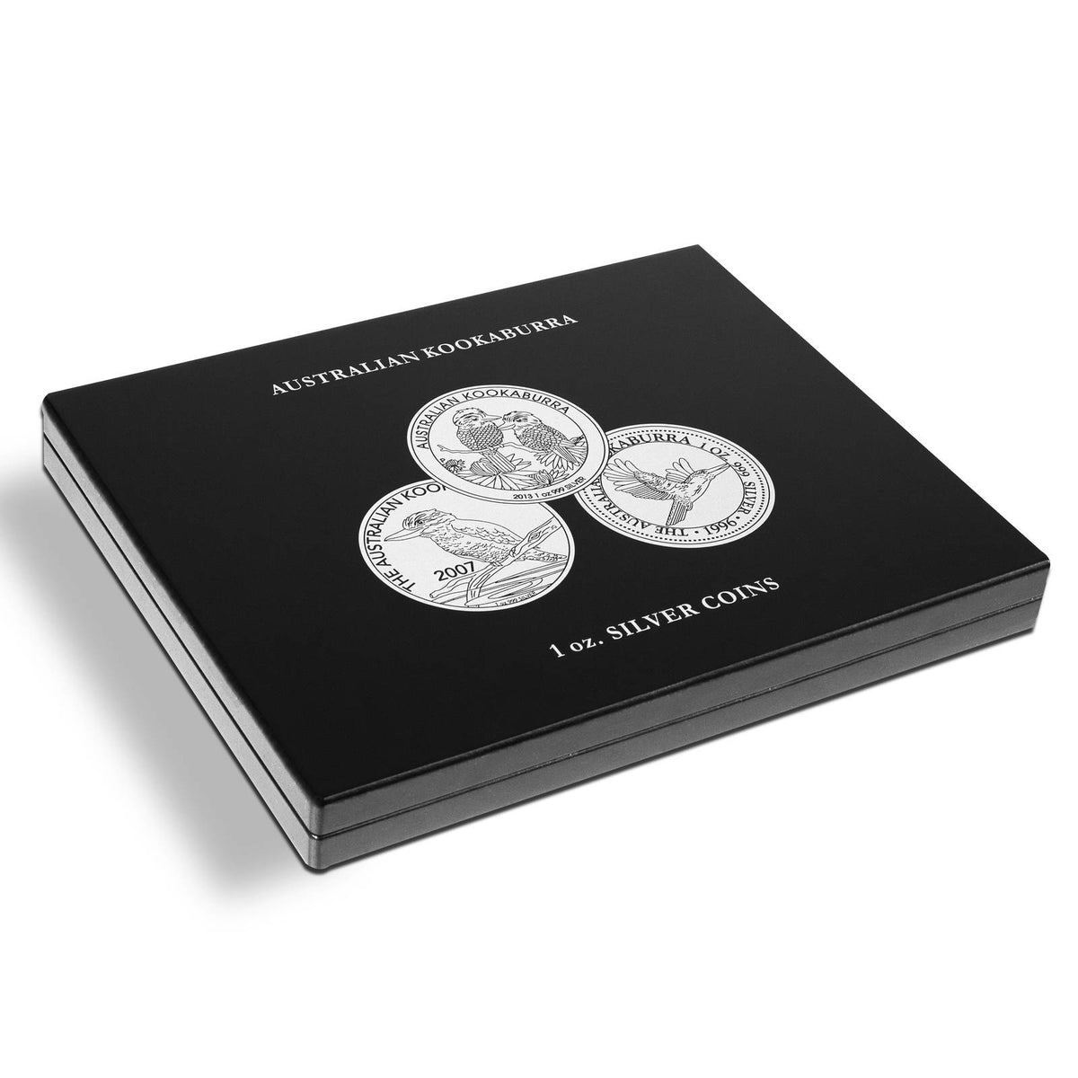 Presentation case for 20 Kookaburra silver soins in capsules, black