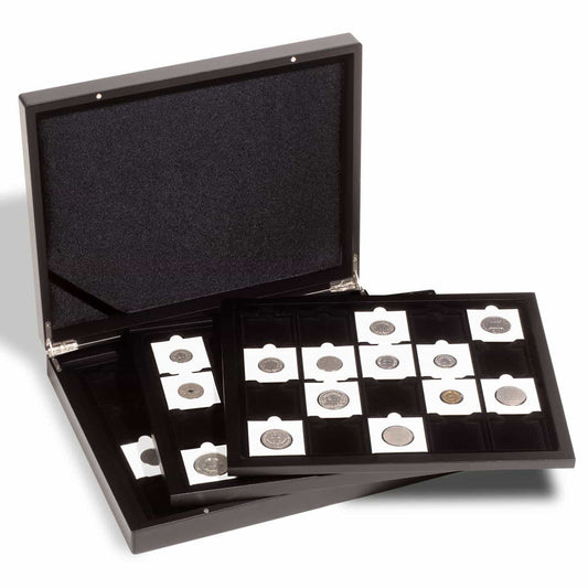 Presentation case for 60 QUADRUM Coin Capsules, black, 3 trays