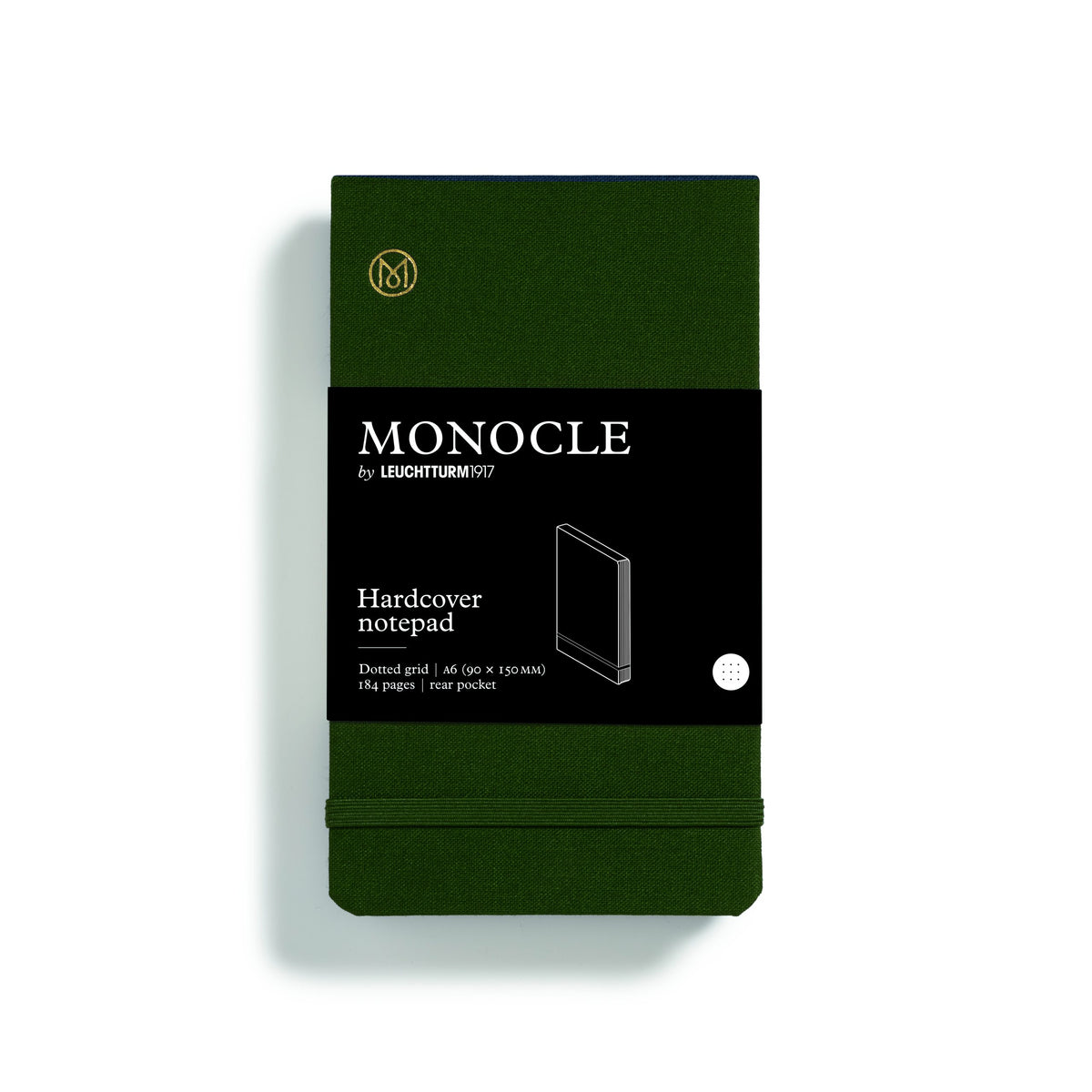 Monocle Notepad, Hardcover Pocket (A6), 184 numbered pages, dotted Olive