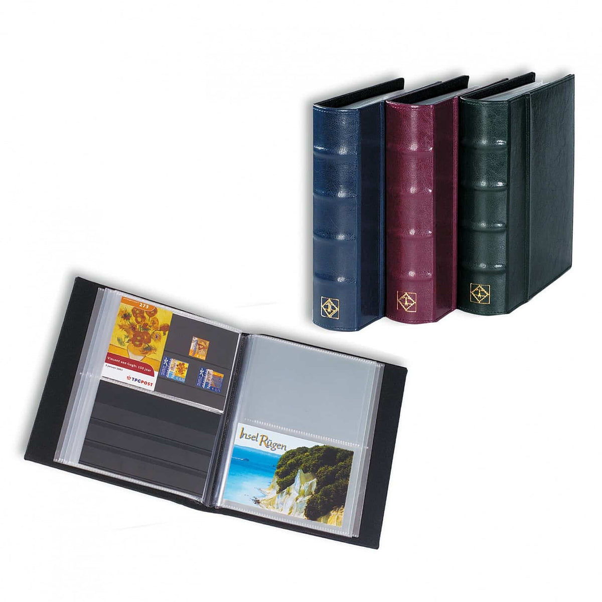 Postcard album with 50 clear pockets, green