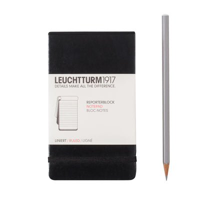 Reporter Notepad Pocket (A6) Hardcover, 94 Numbered Sheets/188 Pages, Black, Ruled
