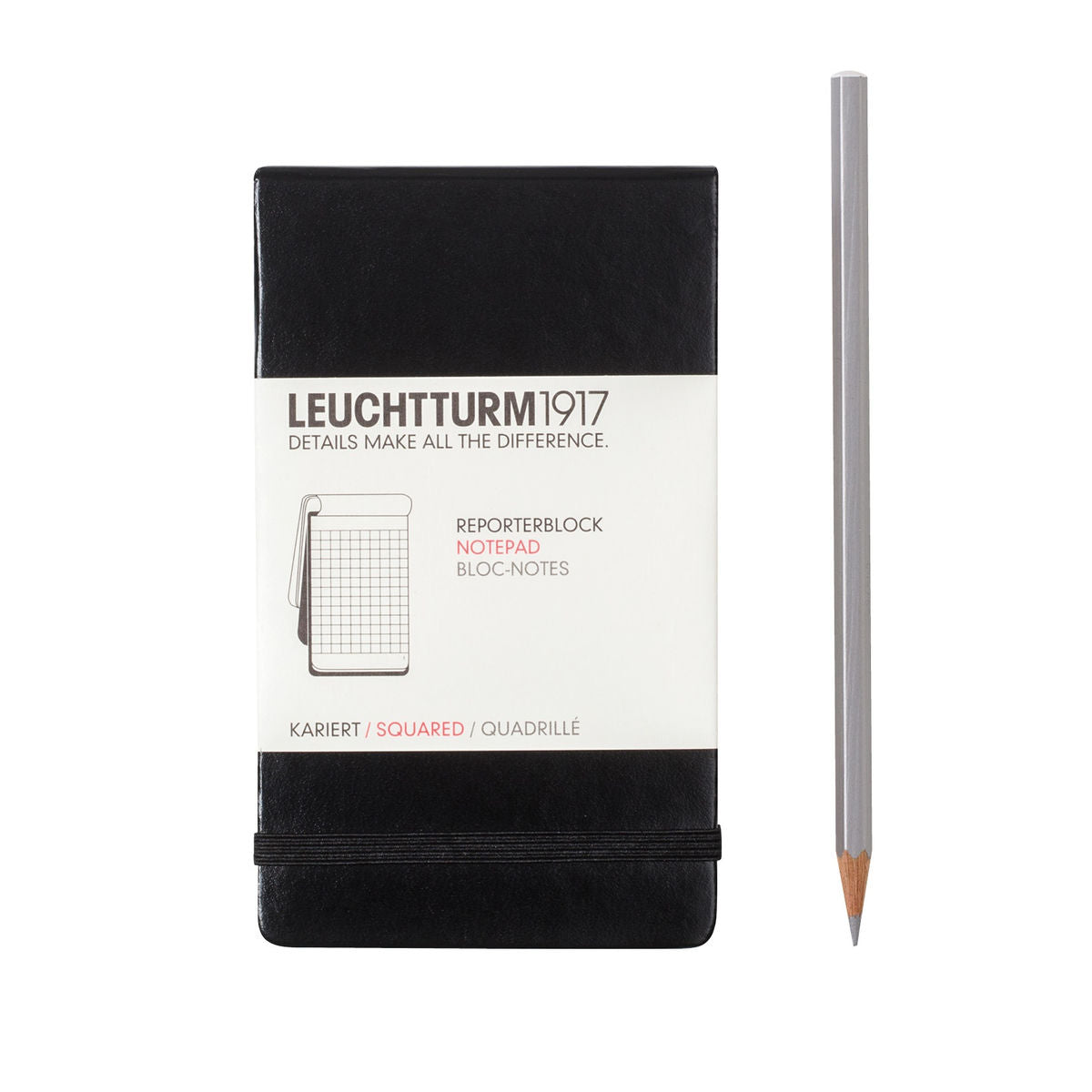 Reporter Notepad Pocket (A6) Hardcover, 94 Numbered Sheets/188 Pages, Black, Squared