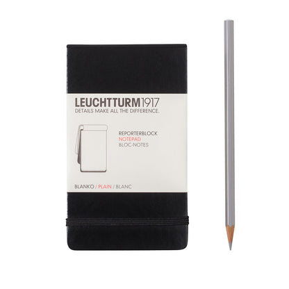Reporter Notepad Pocket (A6) Hardcover, 94 Numbered Sheets/188 Pages, Black, Plain