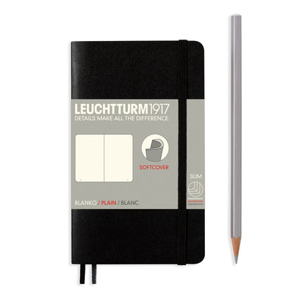 Notebook Pocket (A6) Softcover, 121 Numbered Pages, Plain, Black