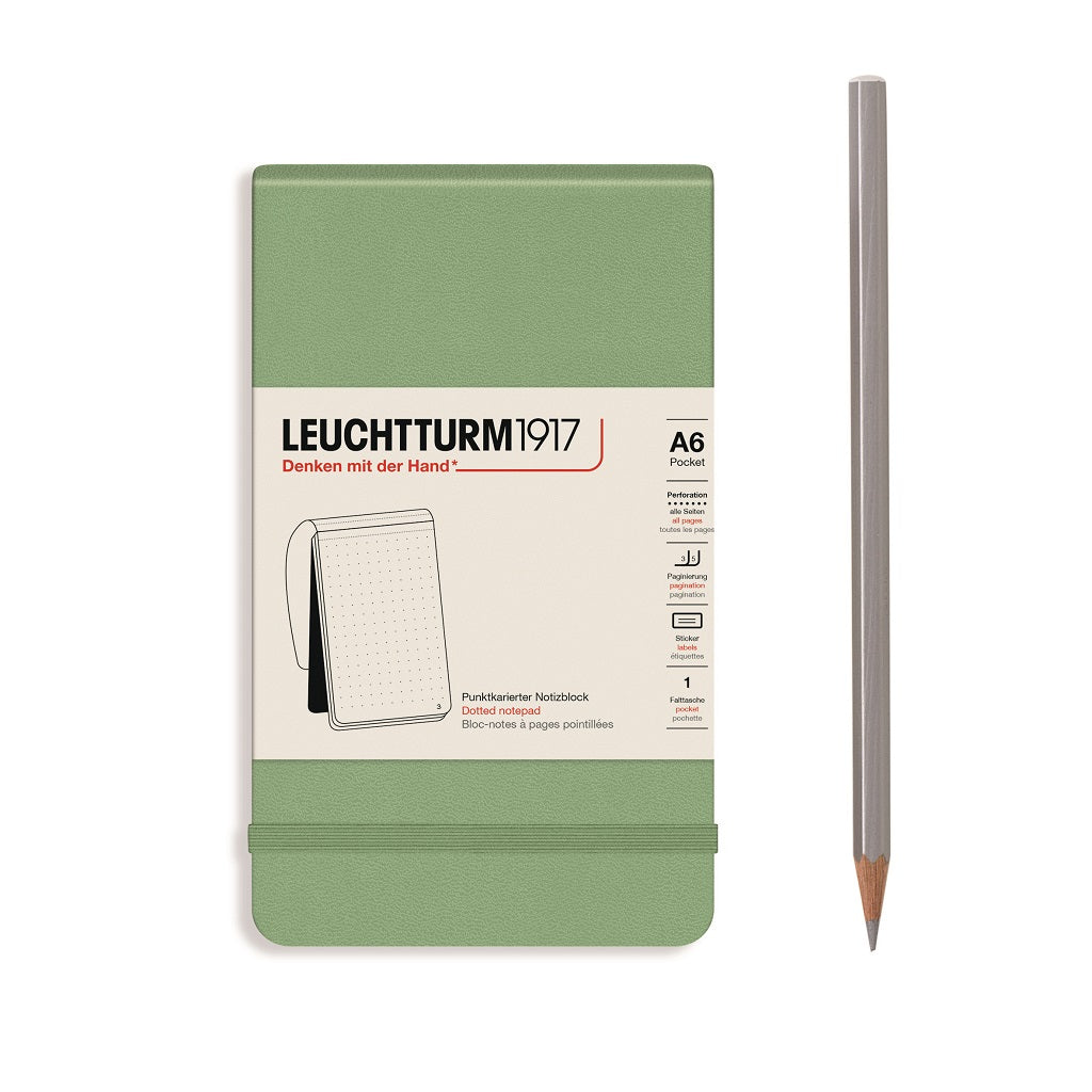 Reporter Notepad Pocket, Sage, Dotted