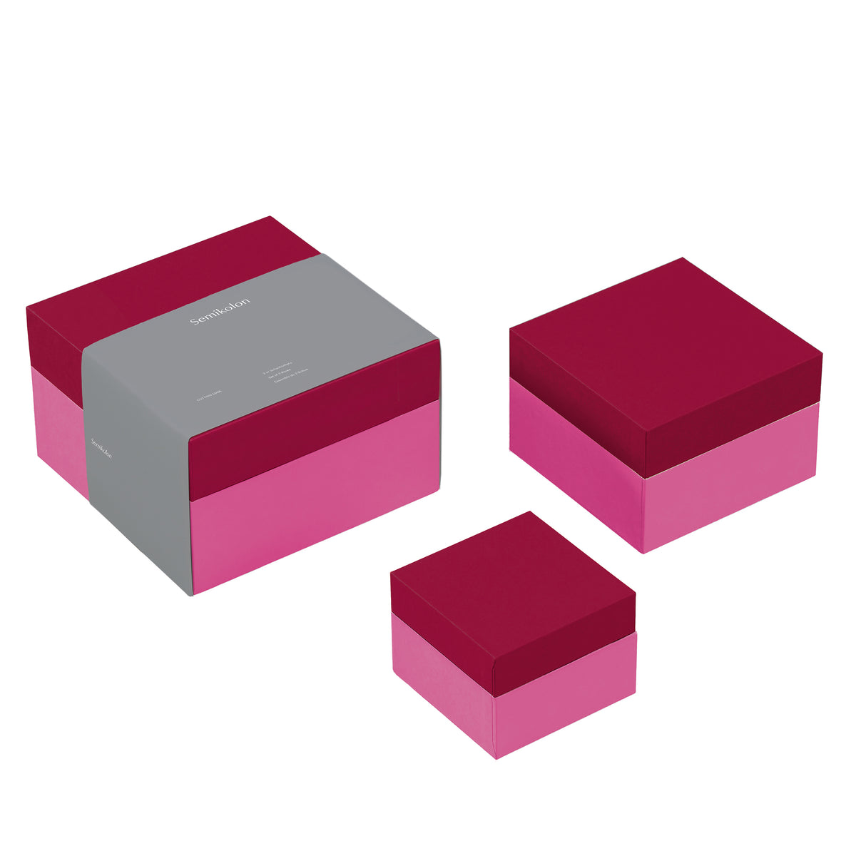 Gift Boxes, Set of 3, Raspberry Fuchsia