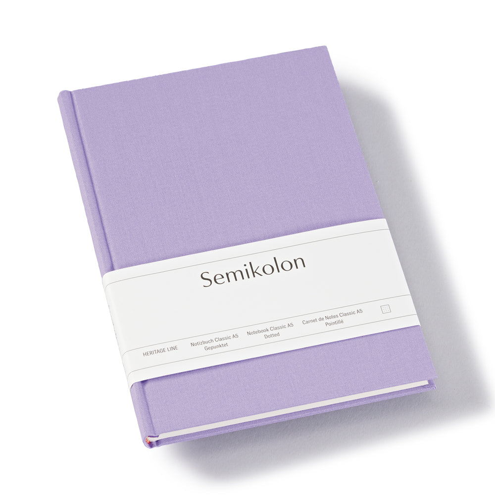 Notebook Classic (A5) dotted, lilac silk