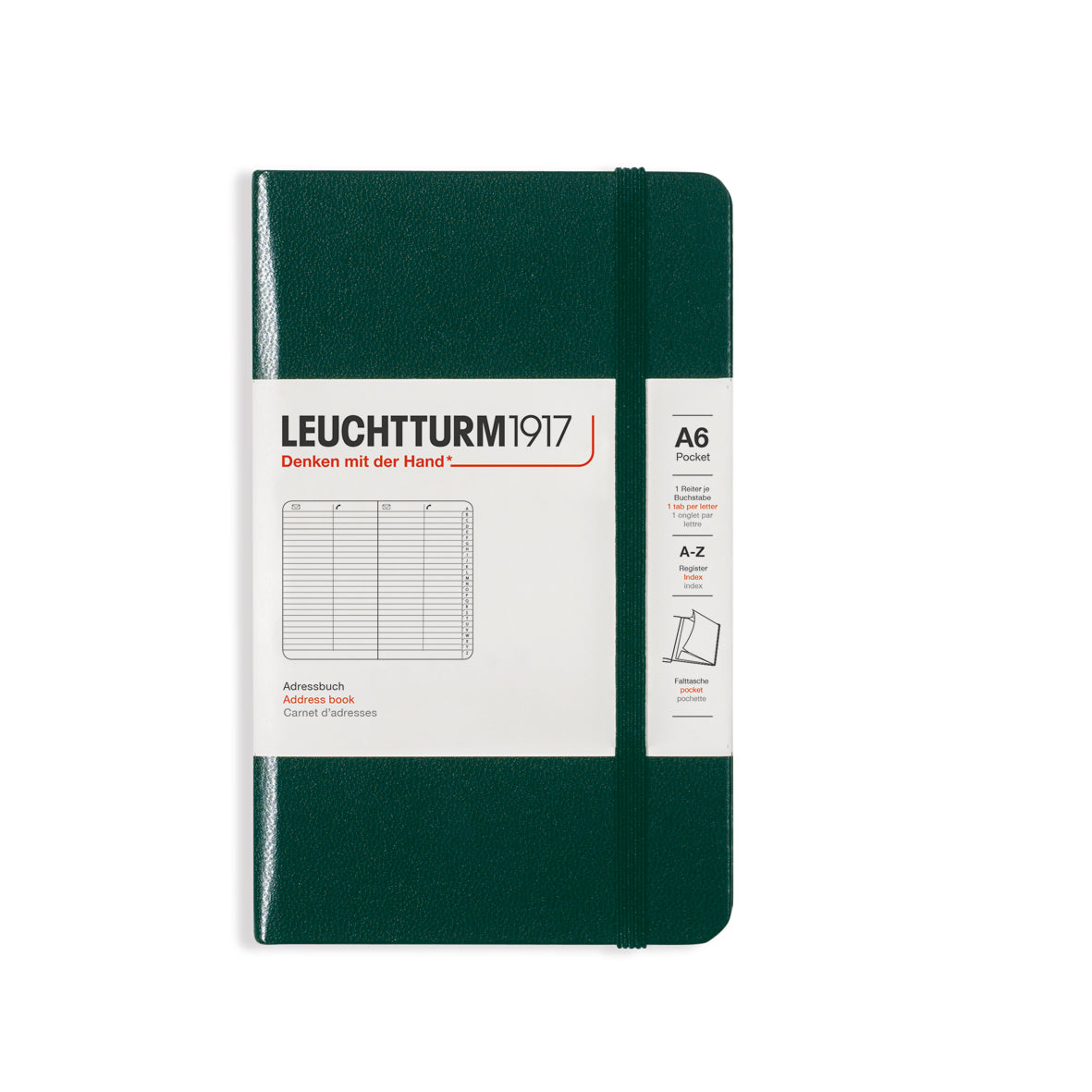Address book, Pocket (A6), Hardcover, Forest Green