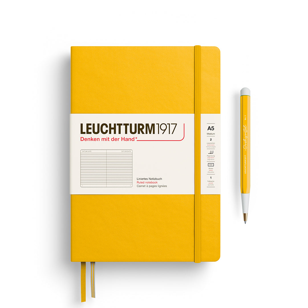 Notebook Medium (A5), Hardcover, 251 numbered pages, Sunflower, ruled