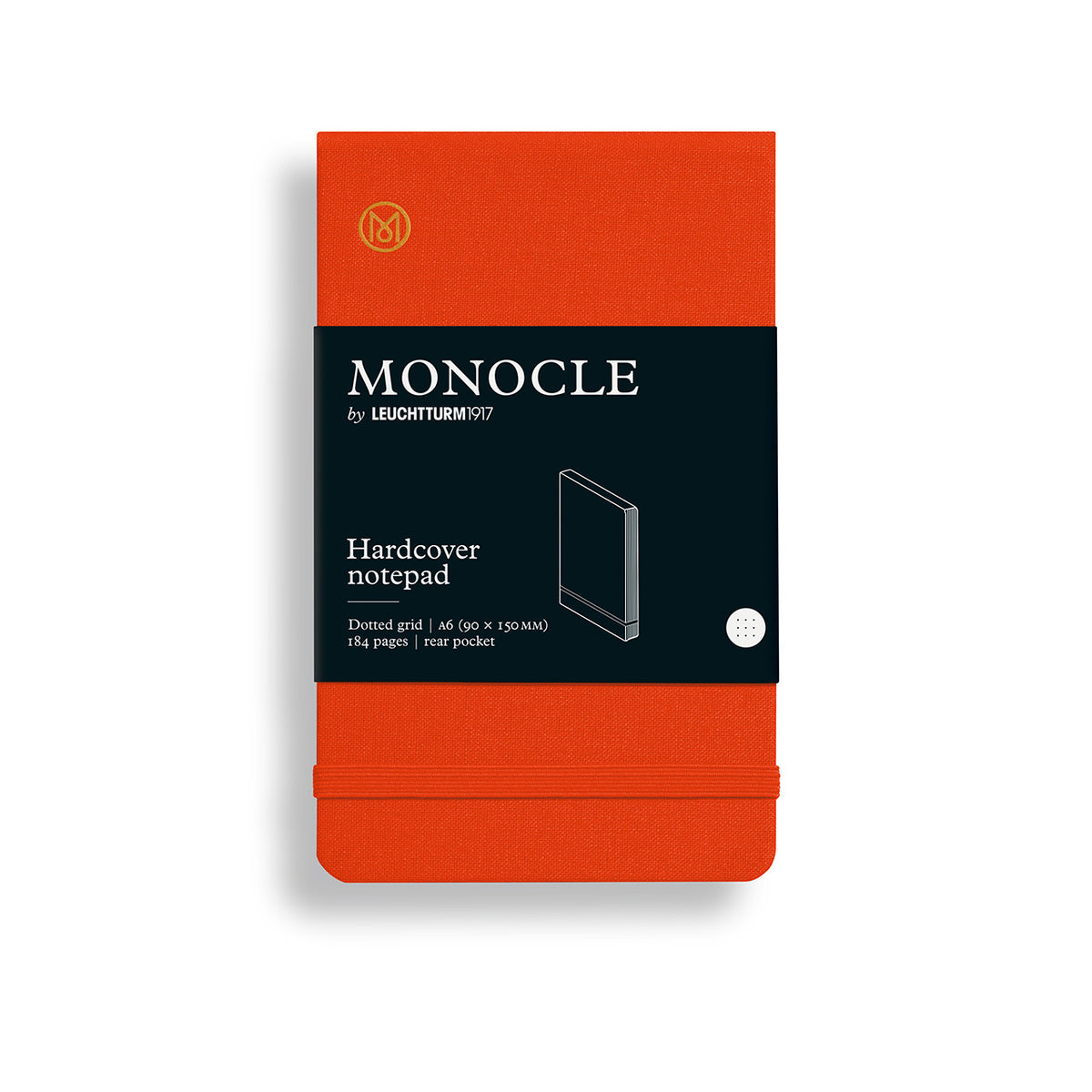 Monocle Notepad, Hardcover Pocket (A6), 184 numbered pages, dotted Mandarin