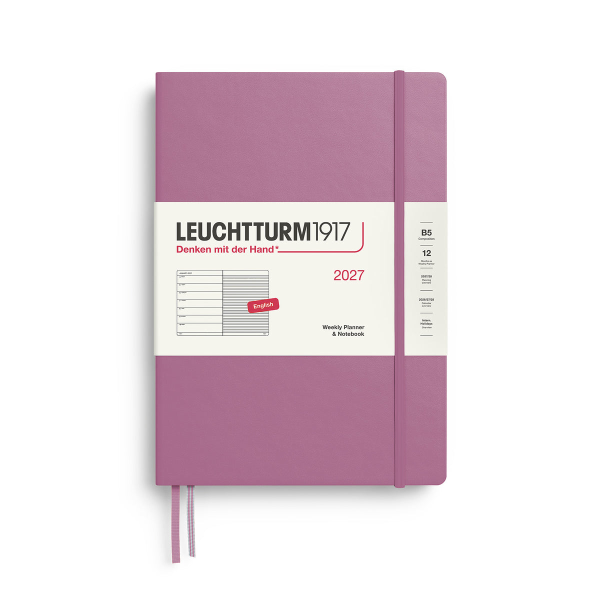 Weekly Planner &amp; Notebook Composition (B5), Ruled, Dusty Rose
