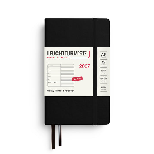 Weekly Planner &amp; Notebook Pocket (A6), Ruled, Black