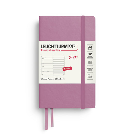 Weekly Planner &amp; Notebook Pocket (A6), Ruled, Dusty Rose