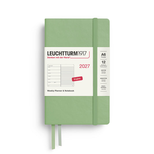 Weekly Planner &amp; Notebook Pocket (A6), Ruled, Sage