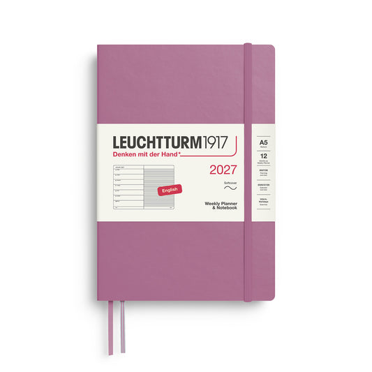 Weekly Planner &amp; Notebook Medium (A5), Softcover, Ruled,Dusty Rose
