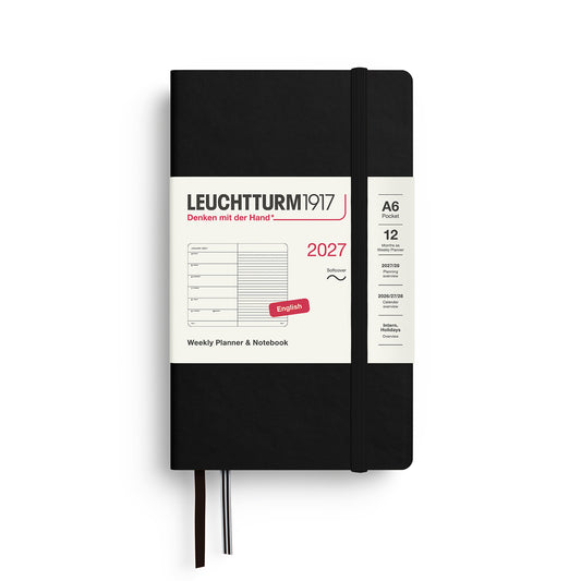 Weekly Planner &amp; Notebook Pocket (A6), Softcover, Ruled, Black