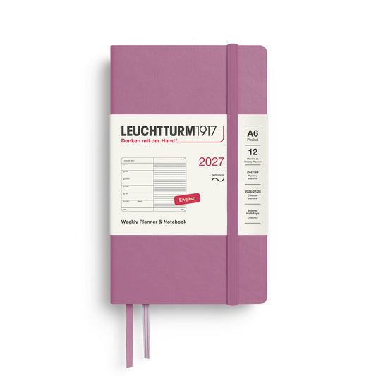 Weekly Planner &amp; Notebook Pocket (A6), Softcover, Ruled, Dusty Rose