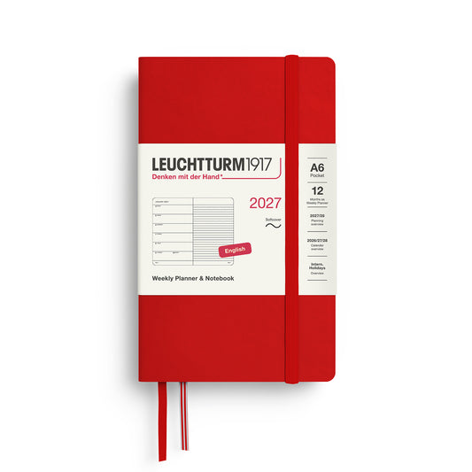 Weekly Planner &amp; Notebook Pocket (A6), Softcover, Ruled, Cherry