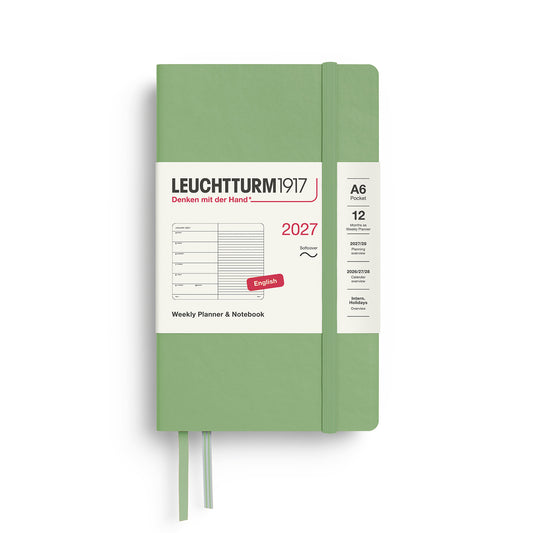 Weekly Planner &amp; Notebook Pocket (A6), Softcover, Ruled, Sage