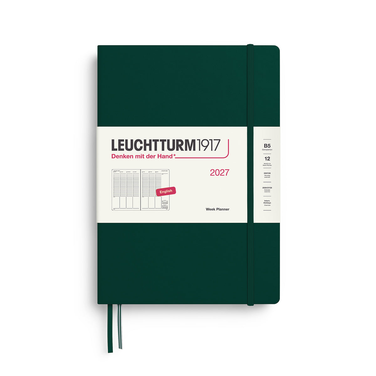 Week Planner Composition (B5) 2027, Forest Green