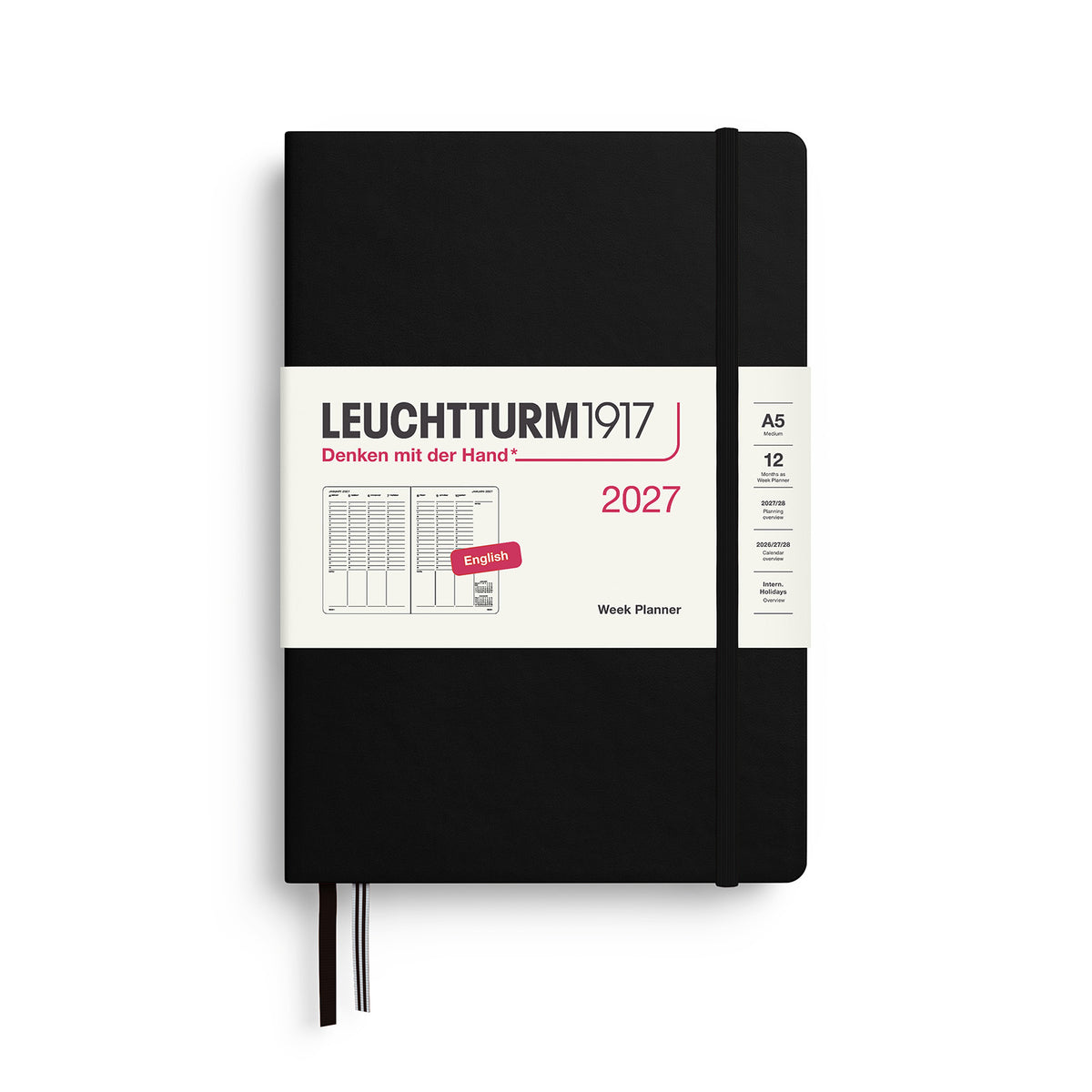 Week Planner Medium (A5) 2027, Black