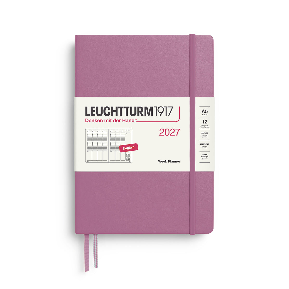 Week Planner Medium (A5) 2027, Dusty Rose