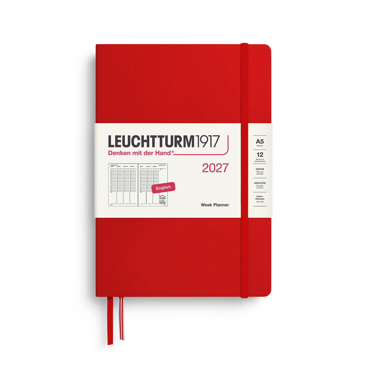 Week Planner Medium (A5) 2027, Cherry