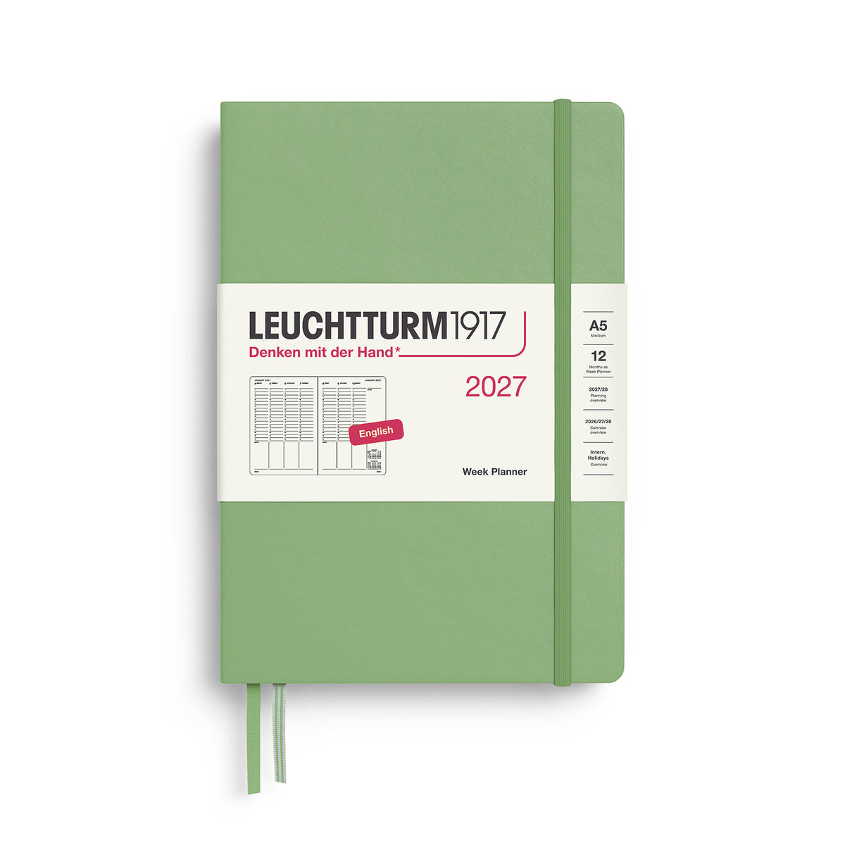 Week Planner Medium (A5) 2027, Sage