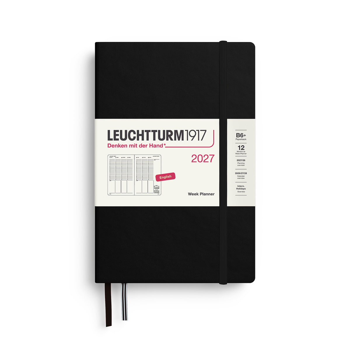 Week Planner Paperback (B6+) 2027, Black